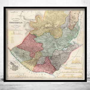 Old Map of Guatemala 1859 Vintage Map | Vintage Map Wall Art Print | Large Map Print | Home Decor Wall Art