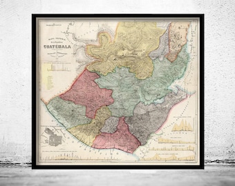 Old Map of Guatemala 1859 Vintage Map | Vintage Map Wall Art Print | Large Map Print | Home Decor Wall Art