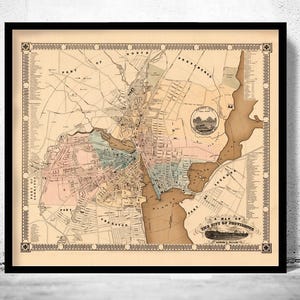 Old Map of Providence 1849 Rhode Island Vintage Map | Vintage Map Wall Art Print | Large Map Print | Home Decor Wall Art