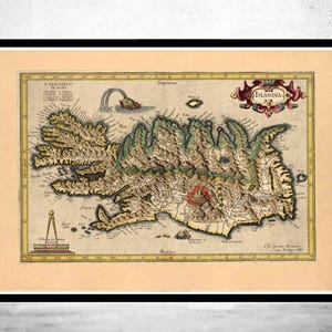 Old Map of Iceland Islandia 1606 Vintage Map | Vintage Map Wall Art Print | Large Map Print | Home Decor Wall Art