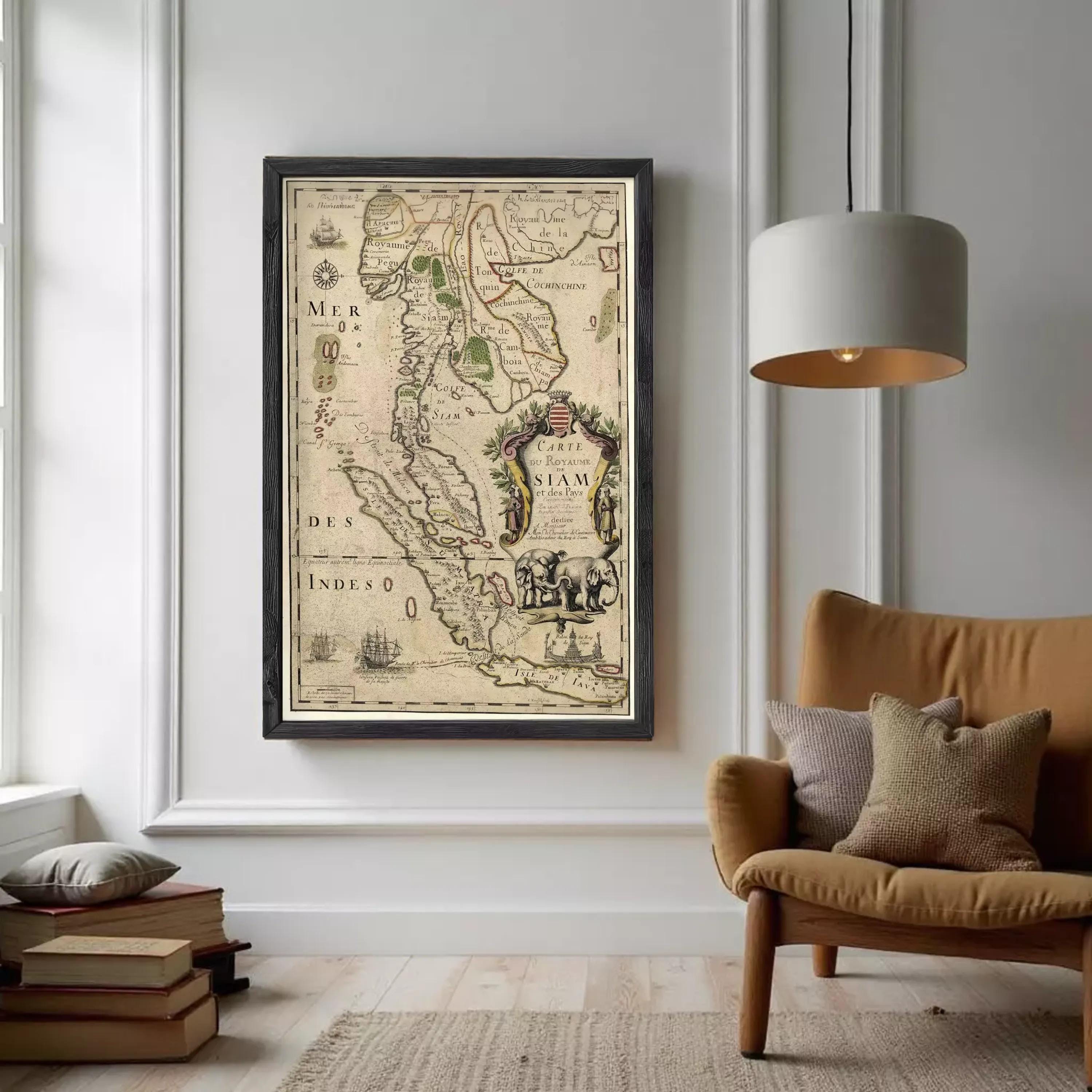 Old Map of Thailand Old Siam 1686 Vintage Map | Wall Map Print - Etsy