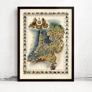 Old Map of The Netherlands Hollandia Holland Vintage Map | Vintage Map Wall Art Print | Large Map Print | Home Decor Wall Art
