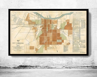 Mapa antiguo de Savannah Georgia 1917 Mapa vintage / Póster vintage Impresión de arte de pared / Impresión de mapa de pared / Impresión de mapa antiguo