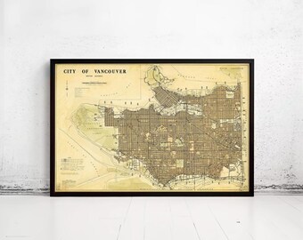 Old Map of Vancouver Canada 1970 Vintage Map | Wall Map Print