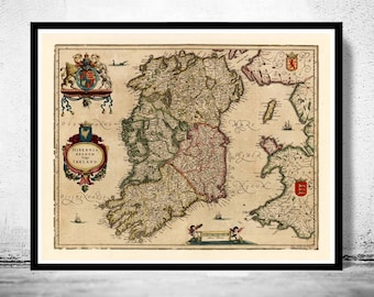 Vintage carte de l'Irlande 1640 Belle carte ancienne de l'Irlande | Affiche d'art mural vintage | Impression de carte murale | Ancienne impression de carte