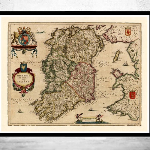 Vintage Map of Ireland 1640 Beautiful Antique map of Ireland  | Vintage Poster Wall Art Print | Wall Map Print |  Old Map Print