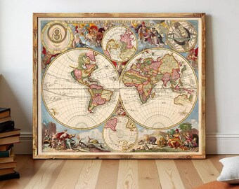 1531 World Map - the Oronteus Finaeus Map - Vintage Old World Wall Map ...