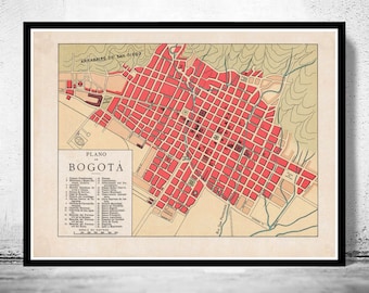 Old Map of Bogotá Colombia 1930  | Vintage Poster Wall Art Print | Wall Map Print | Old Map Print