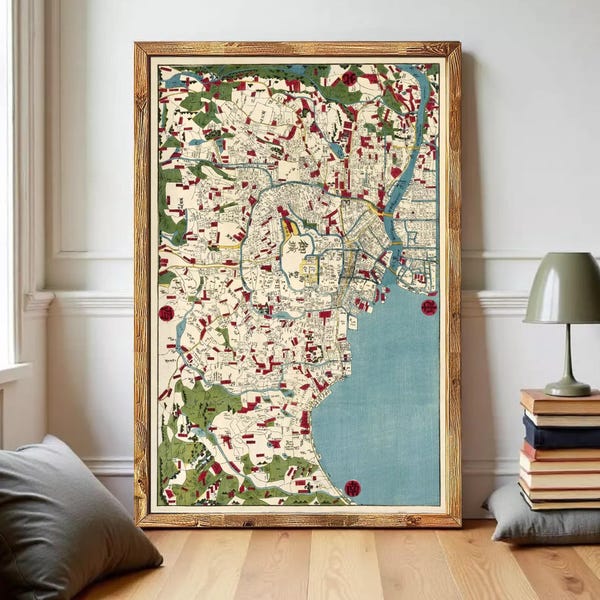Old Map of Tokyo Japan 1854 Vintage Map Tokyo | Wall Map Print