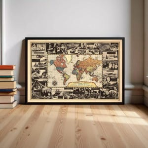 World War 2 History Chart 1939 Vintage Map WW2  | Vintage World Map