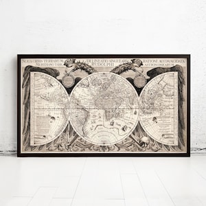 Old World Map 1630 Antique Atlas Map Vintage Map | World Map Gift World Map Print | Vintage World Map | World Map Wall Art