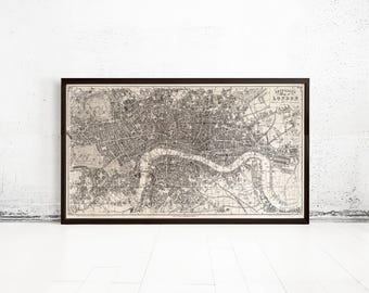Beautiful Old Map of London 1851 Vintage Map of London | Vintage Map Wall Art Print | Large Map Print | Home Decor Wall Art