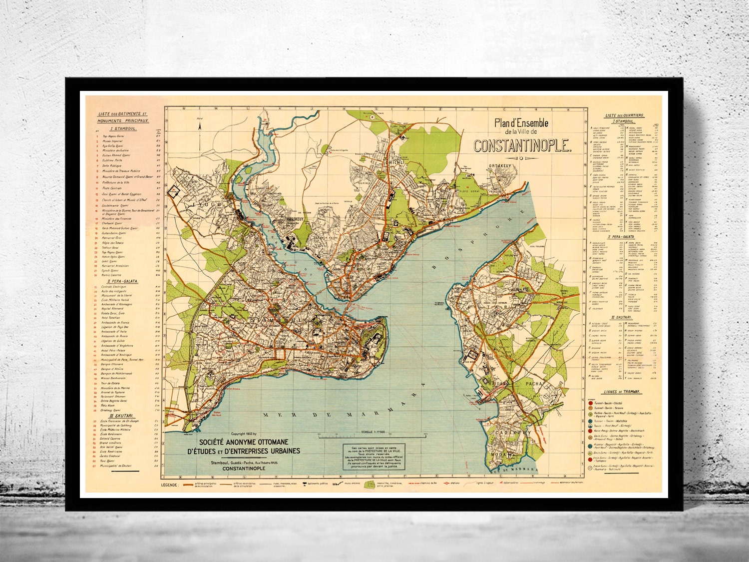 Alte Karte Von Istanbul 1922 Konstantinopel Turkei Vintage Etsy