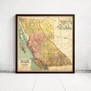 Old Map of British Columbia 1915 Canada Vintage Map | Wall Map Print