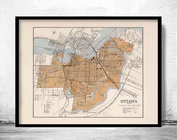 Carte Historique Reproduite - Ottawa, Canada (1915) Par Chalifour - 26,47x23 Pouces