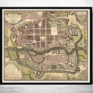 Old Map of Rennes  France 1726 Vintage Map | Vintage Map Wall Art Print | Large Map Print | Home Decor Wall Art