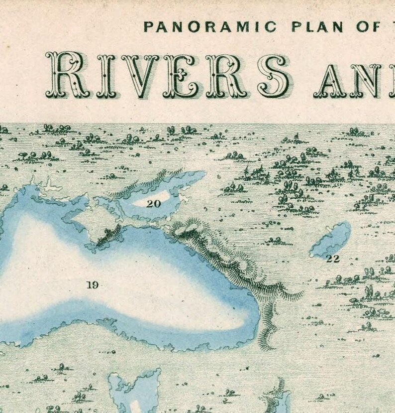 Poster Comparing Two Rivers Vintage Rivers and Lakes Poster Print | Comparative Geography 1851 Wall ...