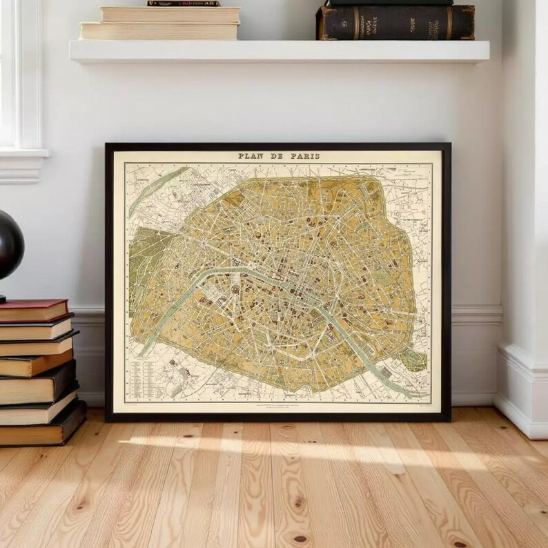 Old Map of Paris Map 1889 Print | Vintage France Wall Art Antique City ...