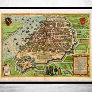 Old Map of Antwerp Anvers Belgium 1572  | Vintage Map Wall Art Print | Large Map Print | Home Decor Wall Art