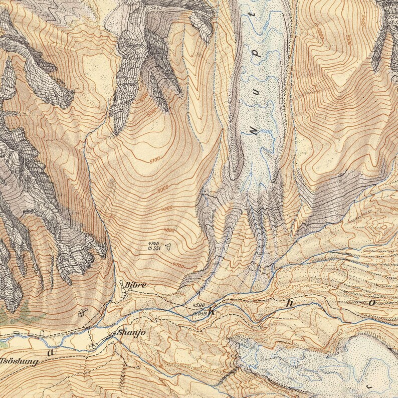 Old Map of Mount Everest Vintage Map | Wall Map Print image 7