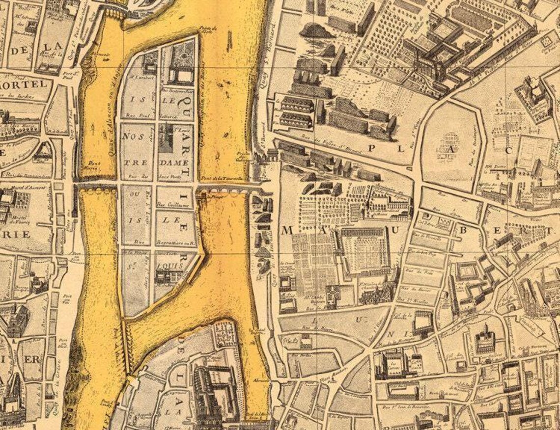 Old Map of Paris France 1710 Vintage Map | Wall Map Print - Etsy