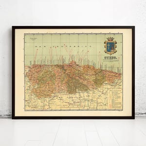 Old Map of Oviedo Asturias 1900 Spain Vintage Map | Vintage Map Wall Art Print | Large Map Print | Home Decor Wall Art
