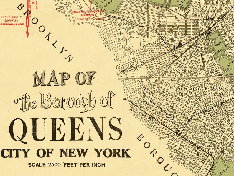 Old Map of Queens New York 1937 Vintage Map Vintage Poster Etsy