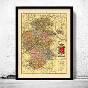 Old Map of Burgos Region 1900 Spain Vintage Map | Vintage Map Wall Art Print | Large Map Print | Home Decor Wall Art
