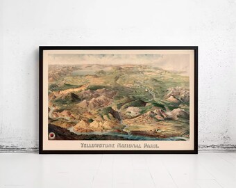 Yellowstone National Park Poster Milwaukee 1904 Vintage Poster| Wall Map Print