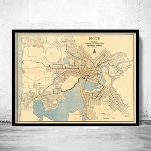 Old map of Perth Australia 1949 Vintage Map | Vintage Map Wall Art Print | Large Map Print | Home Decor Wall Art
