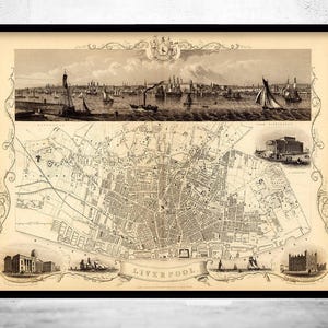 Old Map of Liverpool 1851 UK Vintage Map | Vintage Map Wall Art Print | Large Map Print | Home Decor Wall Art