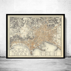 Alte Landkarte von Neapel Italien 1880 Neapel Vintage Landkarte | Vintage Poster Wand Kunst Druck | Wall Map Print | Alte Landkarte Print