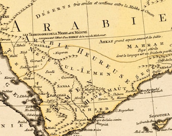 Old Map Of Arabian Peninsula Old Map Of Middle East Arabian Peninsula 1790 Vintage Poster | Etsy Uk
