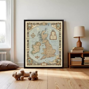 Old United Kingdom History Map 1937 Great Britain Vintage map | Wall Map Print