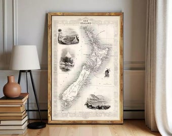 1851年製 ニュージーランド地図 New Zealand Map 1851, Old Map of New Zealand in High Resolution