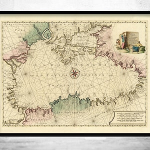 Old Map of Black Sea 1745 Crimea Vintage Map | Vintage Map Wall Art Print | Large Map Print | Home Decor Wall Art