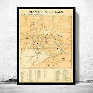 Old Map of Caen France 1930 Vintage map | Vintage Map Wall Art Print | Large Map Print | Home Decor Wall Art