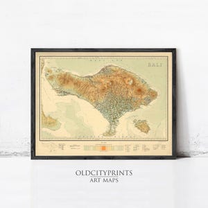 Old Map of Bali Indonesia 1935 Vintage Map | Wall Map Print