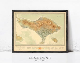 Old Map of Bali Indonesia 1935 Vintage Map | Wall Map Print