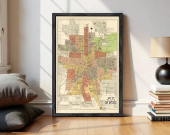 Old Map of San Antonio Texas 1924  | Wall Map Print