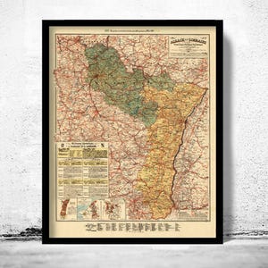 Old Map of Alsace-Lorraine Alsace-Moselle 1919 Vintage Map | Vintage Map Wall Art Print | Large Map Print | Home Decor Wall Art
