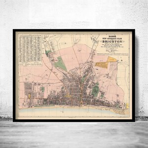 Old Brighton Map 1890 England United Kingdom Vintage Map  | Vintage Map Wall Art Print | Large Map Print | Home Decor Wall Art