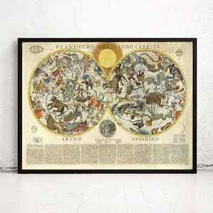 Old Celestial Map Vintage Astronomy 1700 Vintage Map | Vintage Map Wall Art Print | Large Poster Print | Home Decor Wall Art