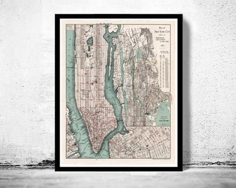 Old Map of New York 1897 Manhattan Vintage Map | Vintage Poster Wall Art Print | Wall Map Print | Old Map Print