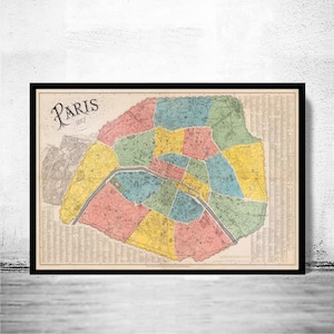 Old Map of Paris 1867 France Vintage Paris Plan  | Vintage Map Wall Art Print | Large Map Print | Home Decor Wall Art