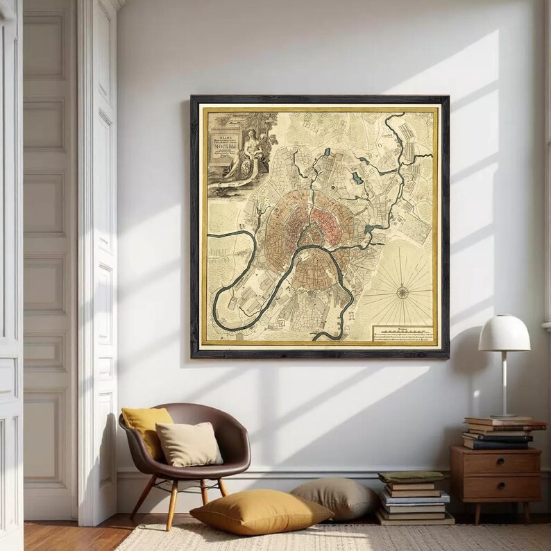 Old Map of Moscow Russia 1745 Vintage Map | Wall Map Print - Etsy