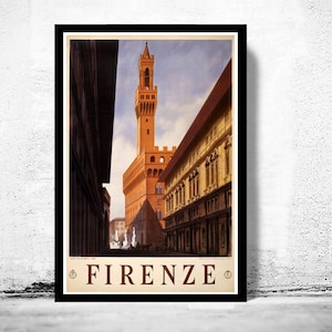 Old Poster of Florence Firenze Italy Italia  1938 Tourism Travel Poster | Vintage Map Wall Art Print | Large Poster Print