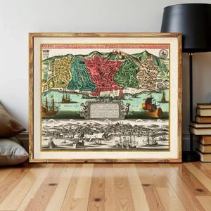 Old Map of Lisbon 1735 Lisboa Portugal Mapa Antigo  | Wall Map Print