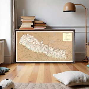 Old Map of Nepal 1968 Vintage Map of Nepal | Wall Map Print