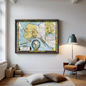 Old Map of Alaska Territory North America 1936 | Wall Map Print